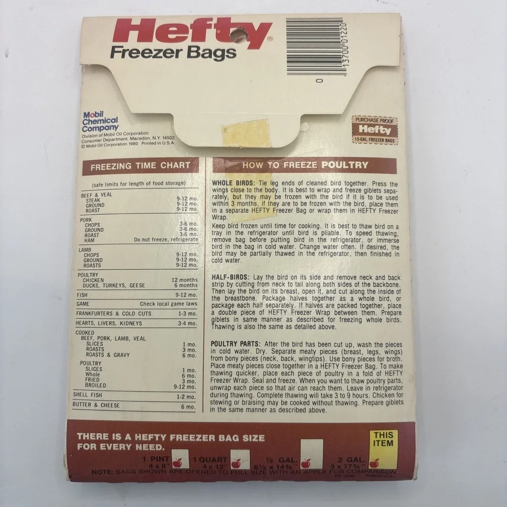 Vtg Hefty Freezer Bags 2 Gallon 15 Ct Lot Of 6 Movie Prop 1980s Retro NOS